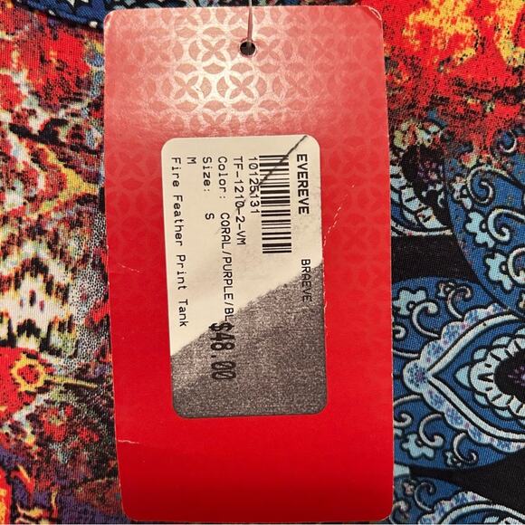 Evereve Braeve Fire Feather Print Tank Small NWT - Picture 6 of 6